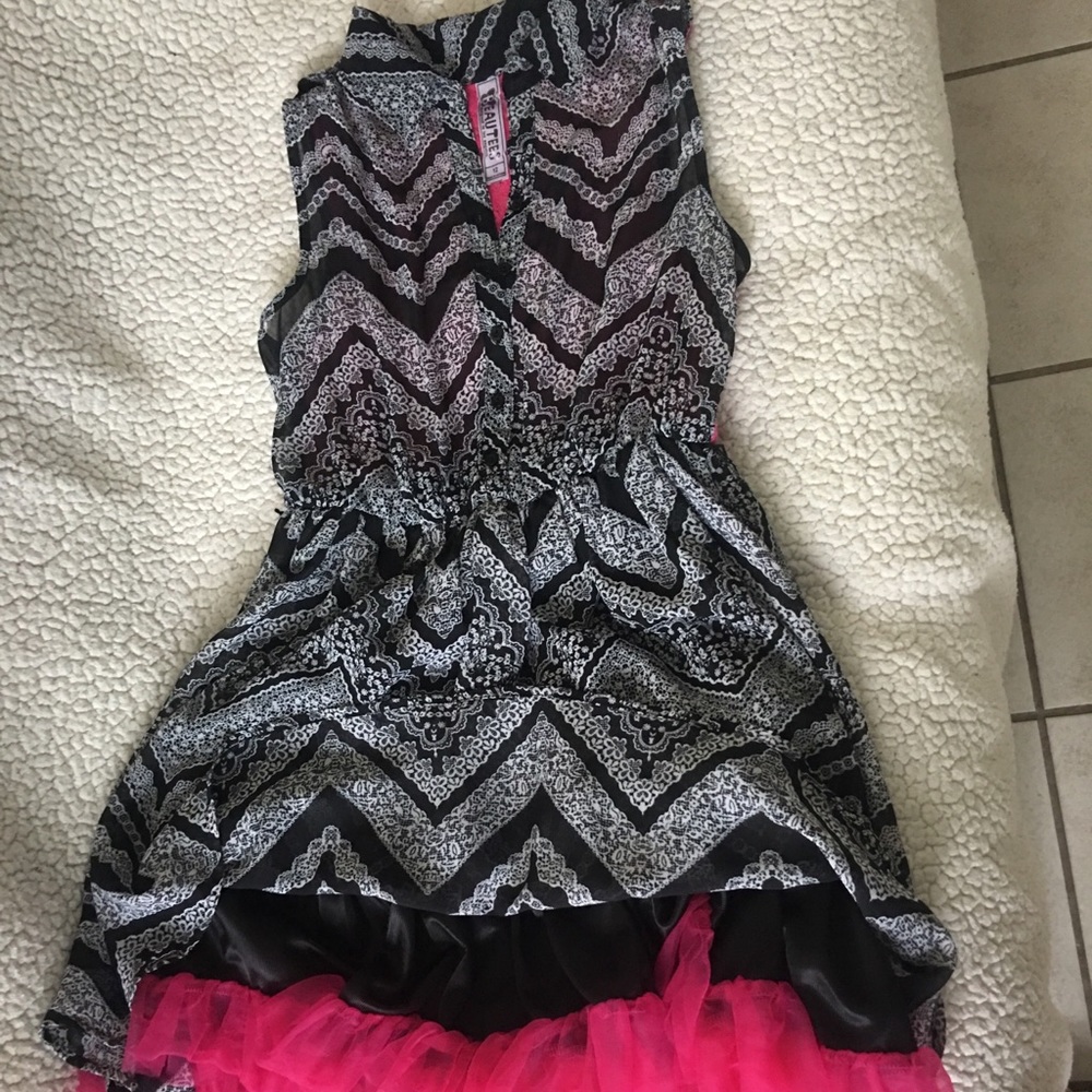 Girls Beatees Black White and Pink Dress